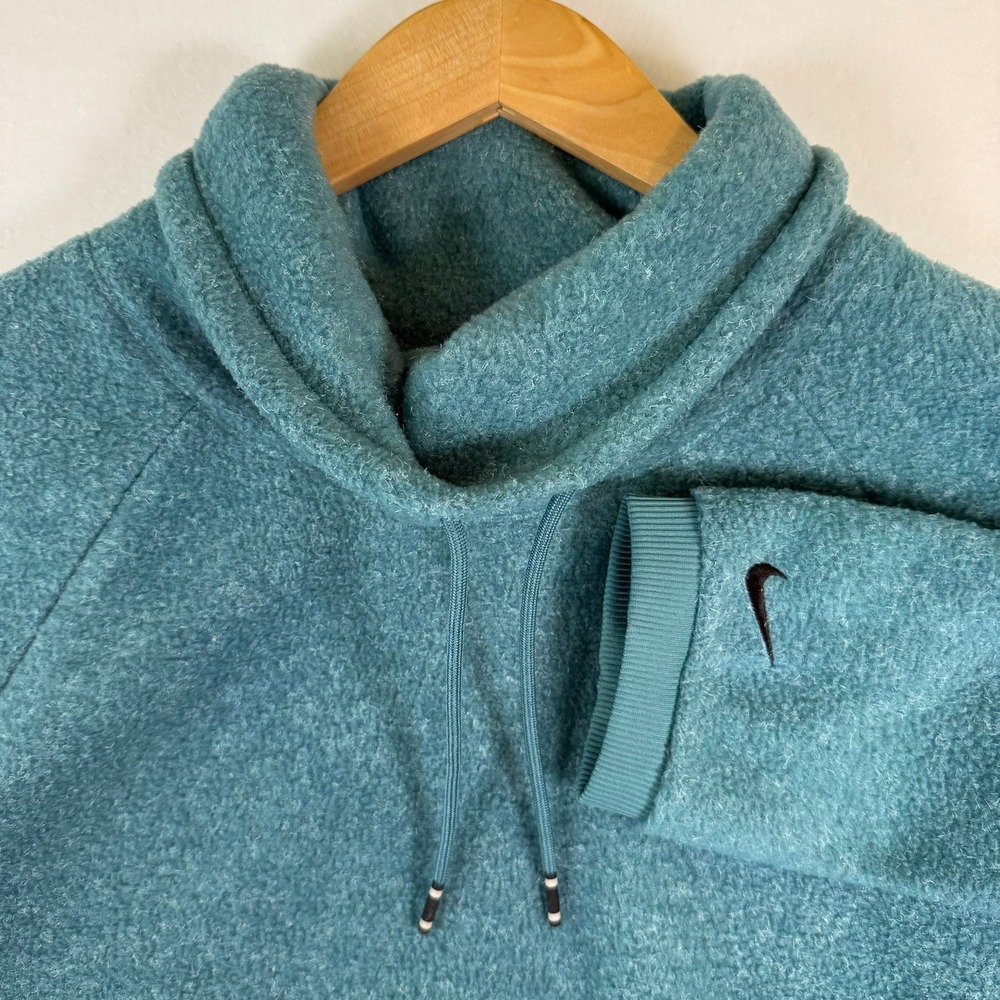 Nike Womens XL Teal Blue Fleece Cowl Neck Training Sweater Pullover Sweatshirt